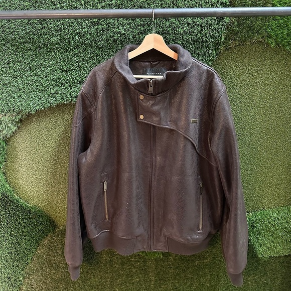 Vintage Sean John Fur Line Brown Leather Jacket Size XXL - Picture 1 of 7